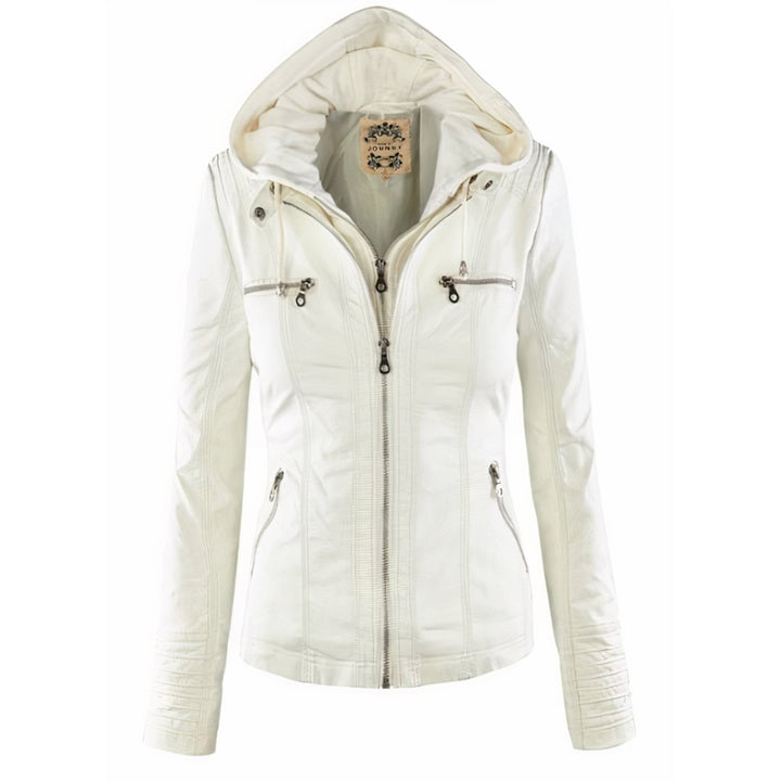 Moto-Style Jacket with Removable Hood