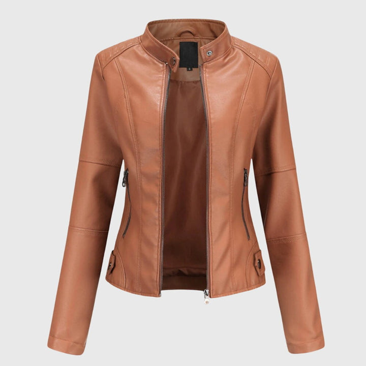 Slim-Fit Stand-Collar Zip-Front Moto Jacket