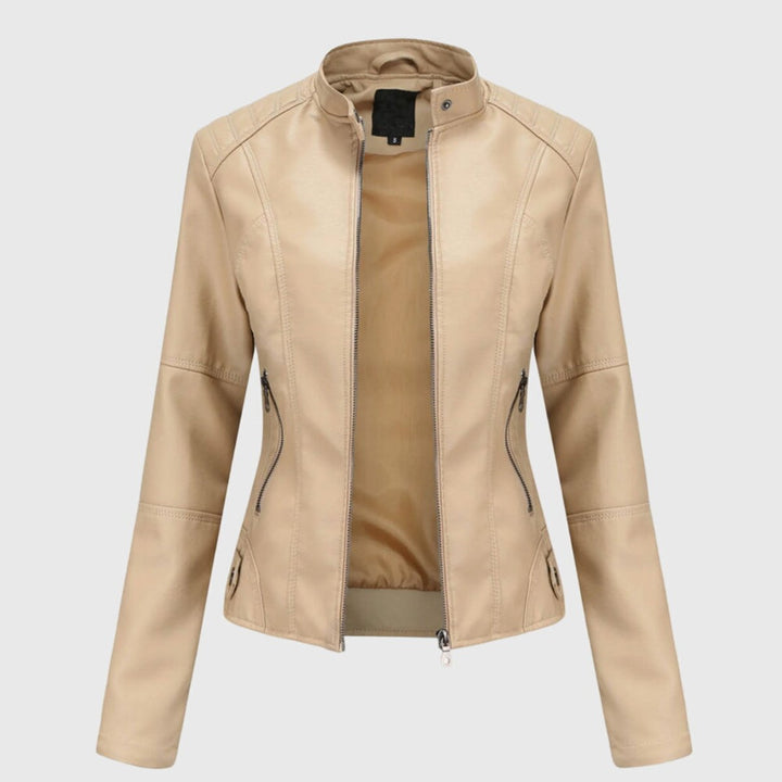 Slim-Fit Stand-Collar Zip-Front Moto Jacket